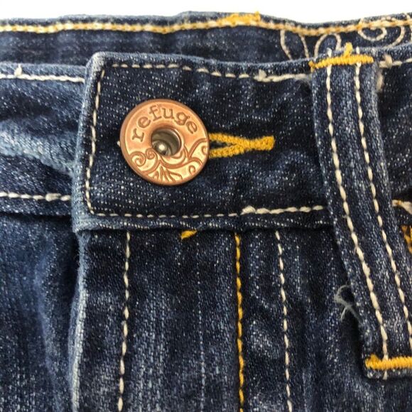 Refuge Y2K Micro mini-Jean distressed Skirt Blue Denim size 3 - Picture 7 of 13